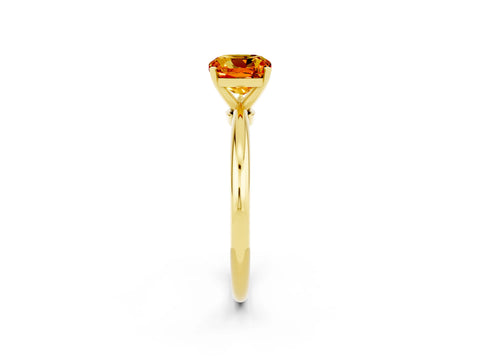 Yellow gold Cushion Cut Citrine Solitaire Ring with Six-Prong Setting and Classic Band_2