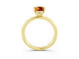 Yellow gold Cushion Cut Citrine Solitaire Ring with Thin Band and Four-Prong Setting_3
