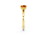 Yellow gold Cushion Cut Citrine Solitaire Ring with Thin Band and Prong Setting_14