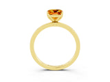 Yellow gold Cushion Cut Citrine Solitaire Ring with Thin Band and Prong Setting_15