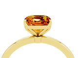 Yellow gold Cushion Cut Citrine Solitaire Ring with Thin Band and Prong Setting_16