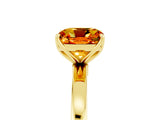 Yellow gold Cushion Cut Citrine Solitaire Ring with Thin Band and Prong Setting_17