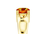 Yellow gold Cushion Cut Citrine Solitaire Ring with Wide Band and Prong Setting_5