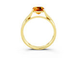 Yellow gold Cushion Cut Citrine Solitaire Twist Band Prong Setting Ring_51