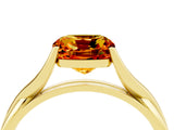 Yellow gold Cushion Cut Citrine Solitaire Twist Band Prong Setting Ring_52