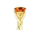 Yellow gold Cushion Cut Citrine Solitaire Twist Band Prong Setting Ring_53