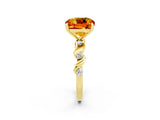 Yellow gold Cushion Cut Citrine Solitaire Twisted Band with Round  Accents and Prong Setting_14