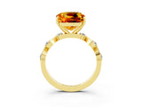 Yellow gold Cushion Cut Citrine Solitaire Twisted Band with Round  Accents and Prong Setting_15
