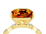 Yellow gold Cushion Cut Citrine Solitaire Twisted Band with Round  Accents and Prong Setting_16