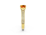 Yellow gold Cushion Cut Citrine Split Shank Engagement Ring with Pavé Band_2