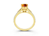 Yellow gold Cushion Cut Citrine Split Shank Engagement Ring with Pavé Band_3