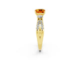 Yellow gold Cushion Cut Citrine Three-Stone Ring with Pavé Split Shank and Four-Prong Setting_14