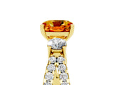 Yellow gold Cushion Cut Citrine Three-Stone Ring with Pavé Split Shank and Four-Prong Setting_17