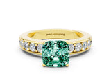 Yellow gold Cushion Cut Cut Channel Set Diamond Engagement Ring with Four-Prong Setting