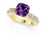 Yellow gold Cushion Cut Cut Channel Set Diamond Engagement Ring with Four-Prong Setting_1
