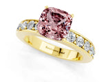 Yellow gold Cushion Cut Cut Channel Set Diamond Engagement Ring with Four-Prong Setting_1