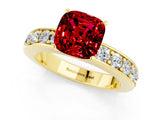 Yellow gold Cushion Cut Cut Channel Set Diamond Engagement Ring with Four-Prong Setting_1