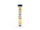 Yellow gold Cushion Cut Cut Channel Set Diamond Engagement Ring with Four-Prong Setting_2