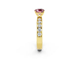 Yellow gold Cushion Cut Cut Channel Set Diamond Engagement Ring with Four-Prong Setting_2