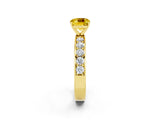 Yellow gold Cushion Cut Cut Channel Set Diamond Engagement Ring with Four-Prong Setting_2