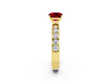 Yellow gold Cushion Cut Cut Channel Set Diamond Engagement Ring with Four-Prong Setting_2