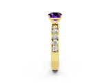 Yellow gold Cushion Cut Cut Channel Set Diamond Engagement Ring with Four-Prong Setting_2