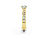 Yellow gold Cushion Cut Cut Channel Set Diamond Engagement Ring with Four-Prong Setting_2