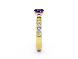 Yellow gold Cushion Cut Cut Channel Set Diamond Engagement Ring with Four-Prong Setting_2
