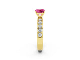 Yellow gold Cushion Cut Cut Channel Set Diamond Engagement Ring with Four-Prong Setting_2