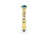 Yellow gold Cushion Cut Cut Channel Set Diamond Engagement Ring with Four-Prong Setting_2
