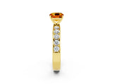 Yellow gold Cushion Cut Cut Channel Set Diamond Engagement Ring with Four-Prong Setting_2