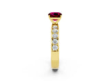Yellow gold Cushion Cut Cut Channel Set Diamond Engagement Ring with Four-Prong Setting_2