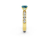 Yellow gold Cushion Cut Cut Channel Set Diamond Engagement Ring with Four-Prong Setting_2