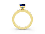 Yellow gold Cushion Cut Cut Channel Set Diamond Engagement Ring with Four-Prong Setting_3