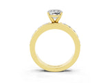 Yellow gold Cushion Cut Cut Channel Set Diamond Engagement Ring with Four-Prong Setting_3
