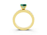 Yellow gold Cushion Cut Cut Channel Set Diamond Engagement Ring with Four-Prong Setting_3