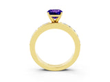 Yellow gold Cushion Cut Cut Channel Set Diamond Engagement Ring with Four-Prong Setting_3