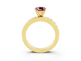 Yellow gold Cushion Cut Cut Channel Set Diamond Engagement Ring with Four-Prong Setting_3