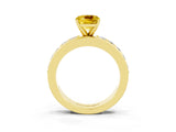 Yellow gold Cushion Cut Cut Channel Set Diamond Engagement Ring with Four-Prong Setting_3