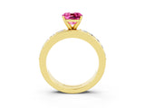 Yellow gold Cushion Cut Cut Channel Set Diamond Engagement Ring with Four-Prong Setting_3