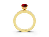 Yellow gold Cushion Cut Cut Channel Set Diamond Engagement Ring with Four-Prong Setting_3