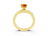 Yellow gold Cushion Cut Cut Channel Set Diamond Engagement Ring with Four-Prong Setting_3