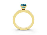Yellow gold Cushion Cut Cut Channel Set Diamond Engagement Ring with Four-Prong Setting_3