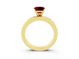 Yellow gold Cushion Cut Cut Channel Set Diamond Engagement Ring with Four-Prong Setting_3