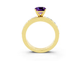 Yellow gold Cushion Cut Cut Channel Set Diamond Engagement Ring with Four-Prong Setting_3