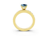 Yellow gold Cushion Cut Cut Channel Set Diamond Engagement Ring with Four-Prong Setting_3