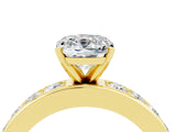 Yellow gold Cushion Cut Cut Channel Set Diamond Engagement Ring with Four-Prong Setting_4