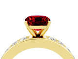Yellow gold Cushion Cut Cut Channel Set Diamond Engagement Ring with Four-Prong Setting_4