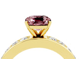 Yellow gold Cushion Cut Cut Channel Set Diamond Engagement Ring with Four-Prong Setting_4