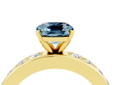 Yellow gold Cushion Cut Cut Channel Set Diamond Engagement Ring with Four-Prong Setting_4